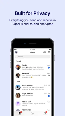 Signal iPhone app, screen 1 of 4