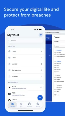 Bitwarden iPhone app, screen 1 of 4