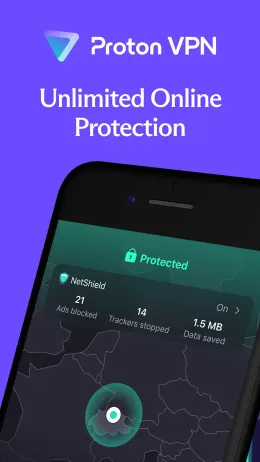 Proton VPN iPhone app, screen 1 of 4
