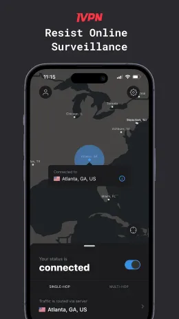 IVPN iPhone app, screen 1 of 4