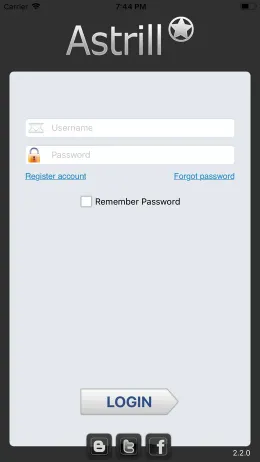 Astrill VPN iPhone app, screen 1 of 4