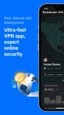 Bitdefender VPN iPhone app, screen 1 of 4