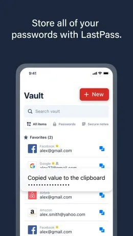 LastPass iPhone app, screen 1 of 4