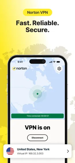 Norton VPN iPhone app, screen 2 of 4