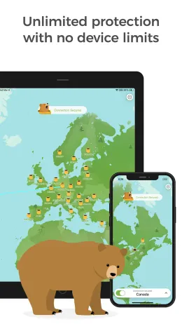 TunnelBear iPhone app, screen 2 of 4