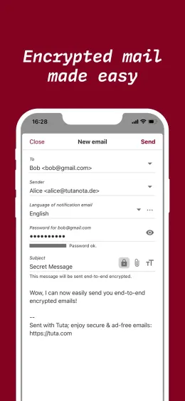 Tuta iPhone app, screen 2 of 4