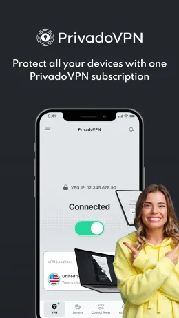 PrivadoVPN iPhone app, screen 3 of 4